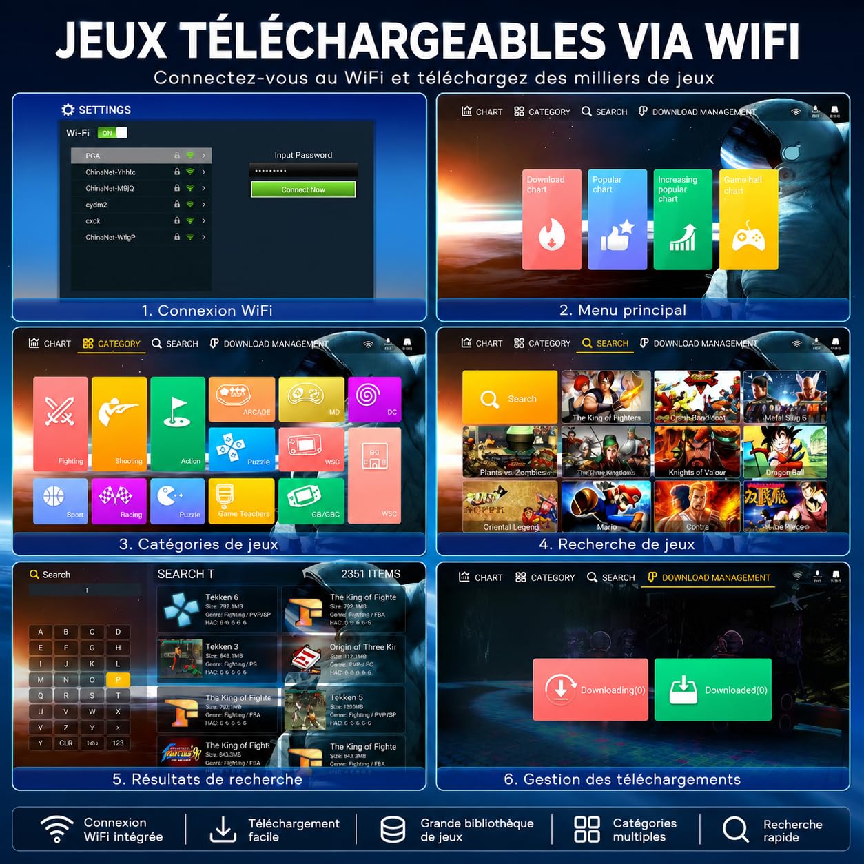 Console Arcade Rétro 10888 Jeux avec Joystick Double WiFi Sortie 720P