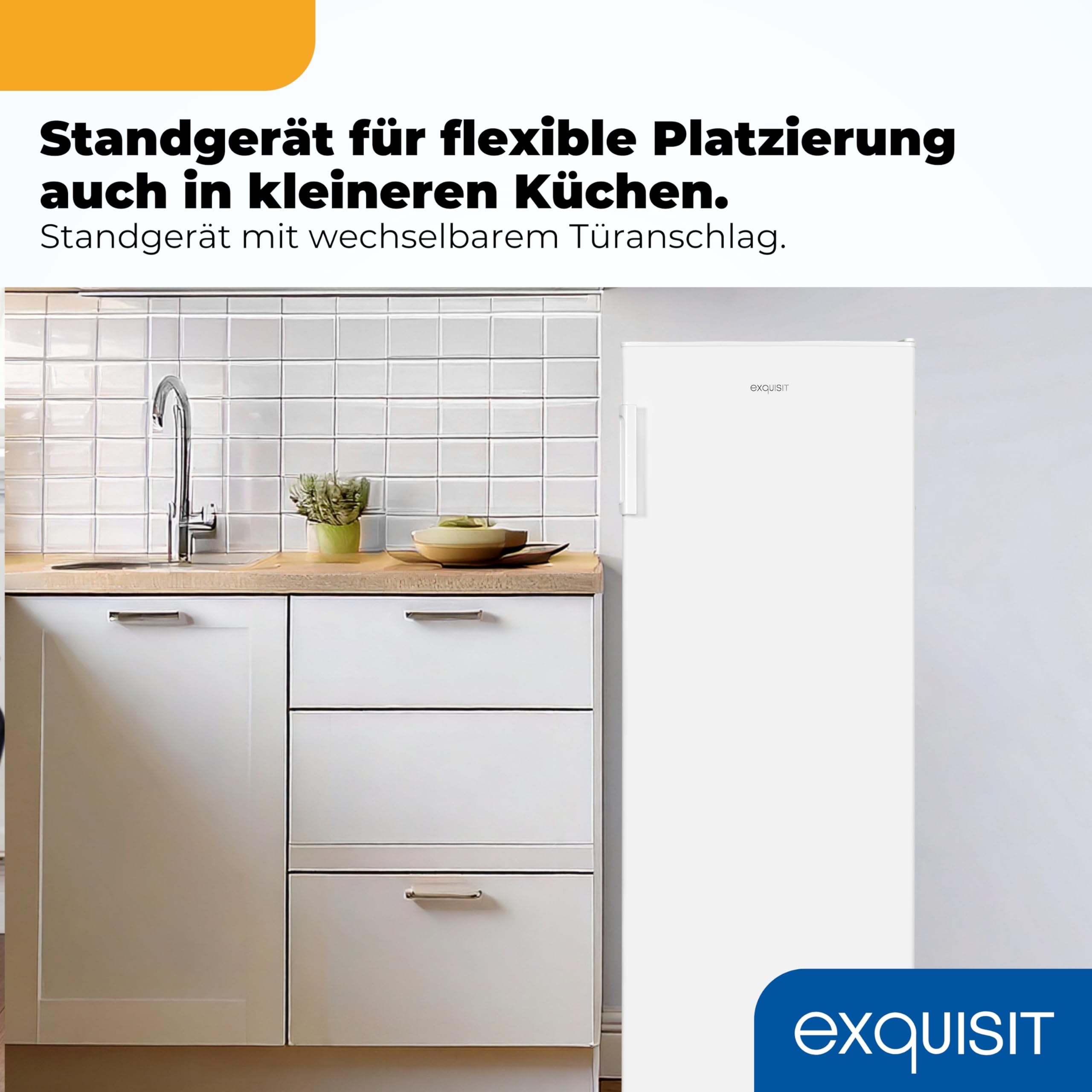 Exquisit GS5230-H-040D Gefrierschrank - 168 l Nutzinhalt - Klasse D - Weiß | Freistehendes Standgerät mit 4 Gefrierschubladen, 4-Sterne-Gefrieren, leisem 40 dB Betrieb und wechselbarem Türanschlag