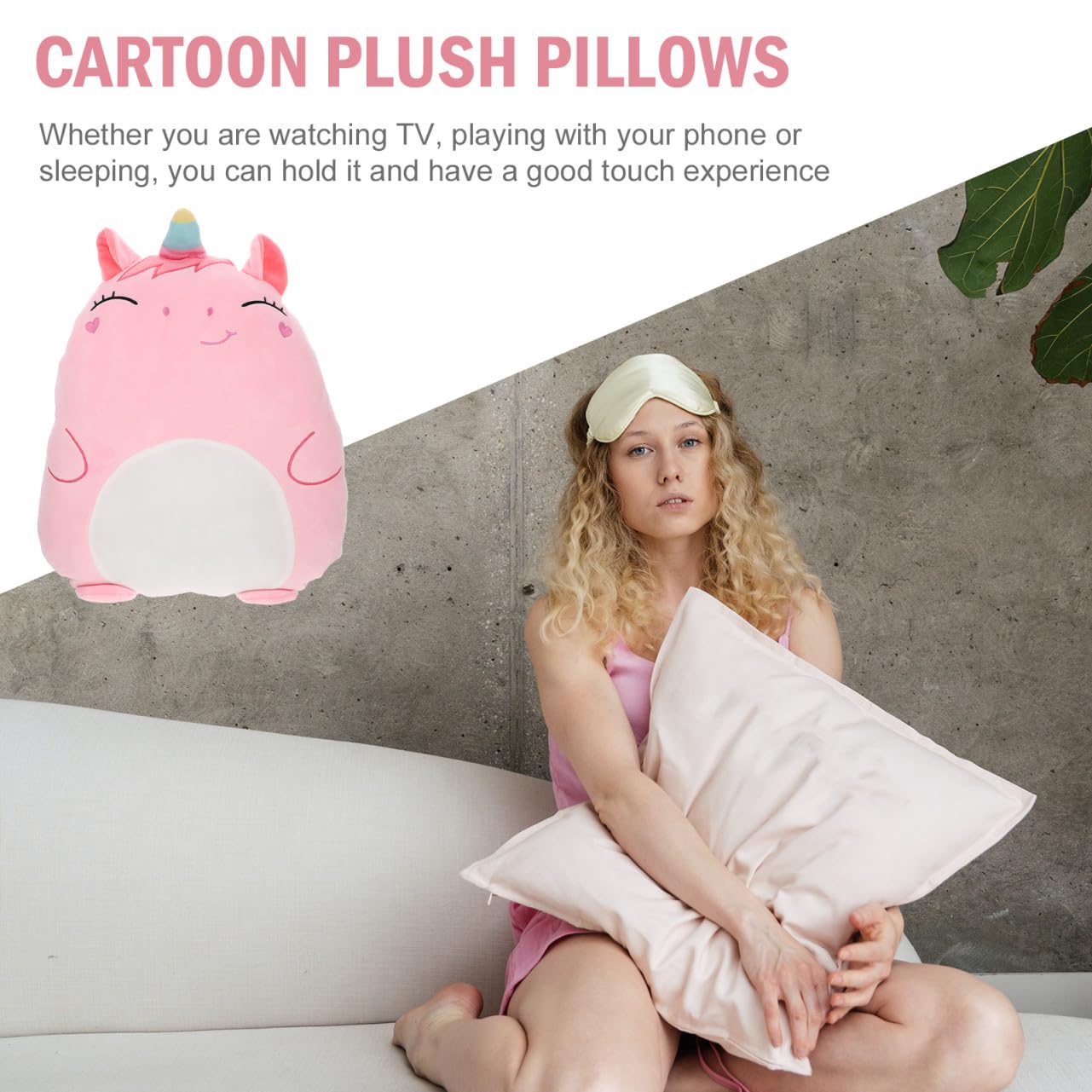 GALPADA Cuscino Unicorno Kawaii Cuscino per Schienale Forma di Cartone Animato Peluche Unicorno Gigante Decorativo e Confortevole