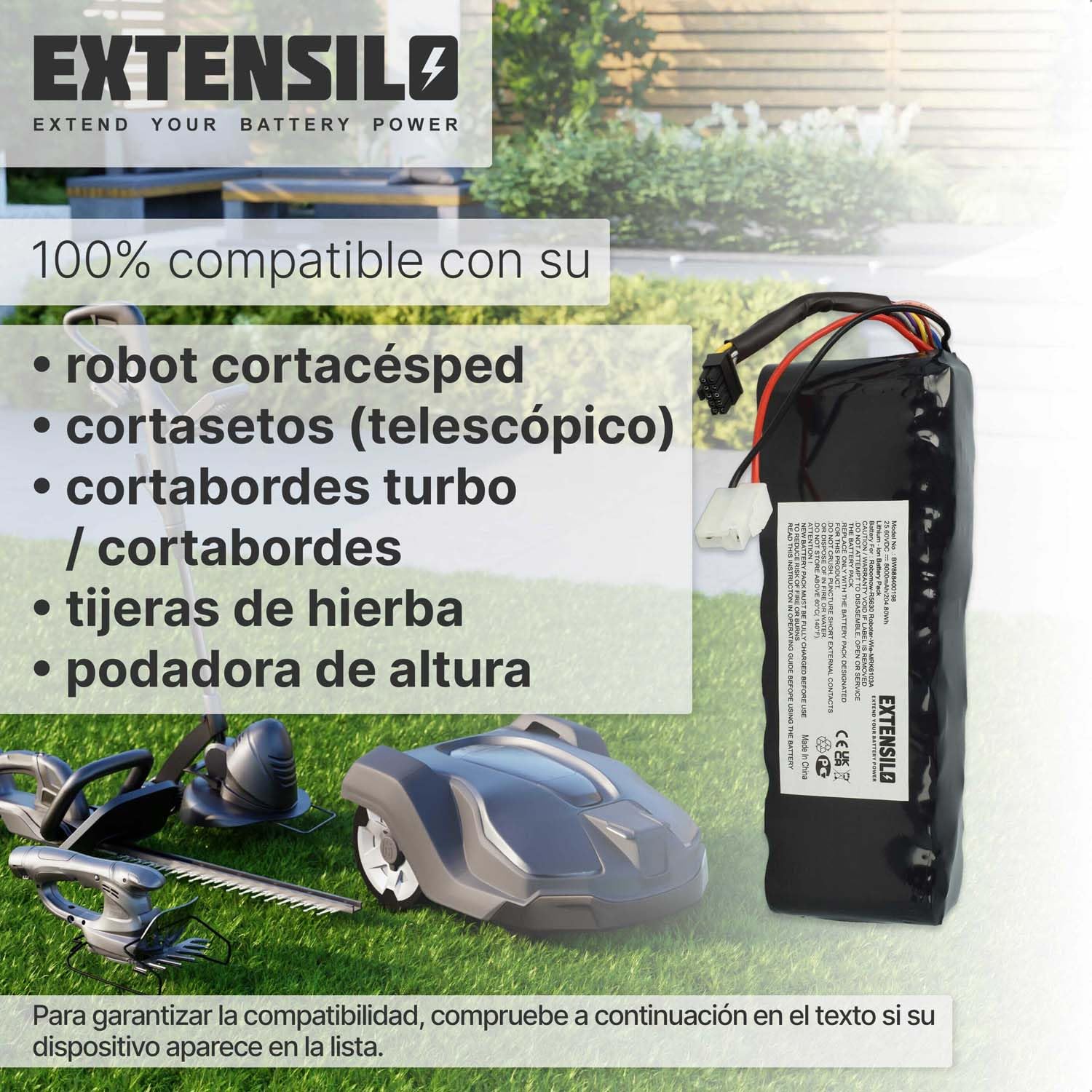 Batería Compatible con Cub Cadet LK3000, XR3 3000, XR3 4000, XR3 5000 Robot cortacésped (8000 mAh, 25,6 V, Li-Ion)