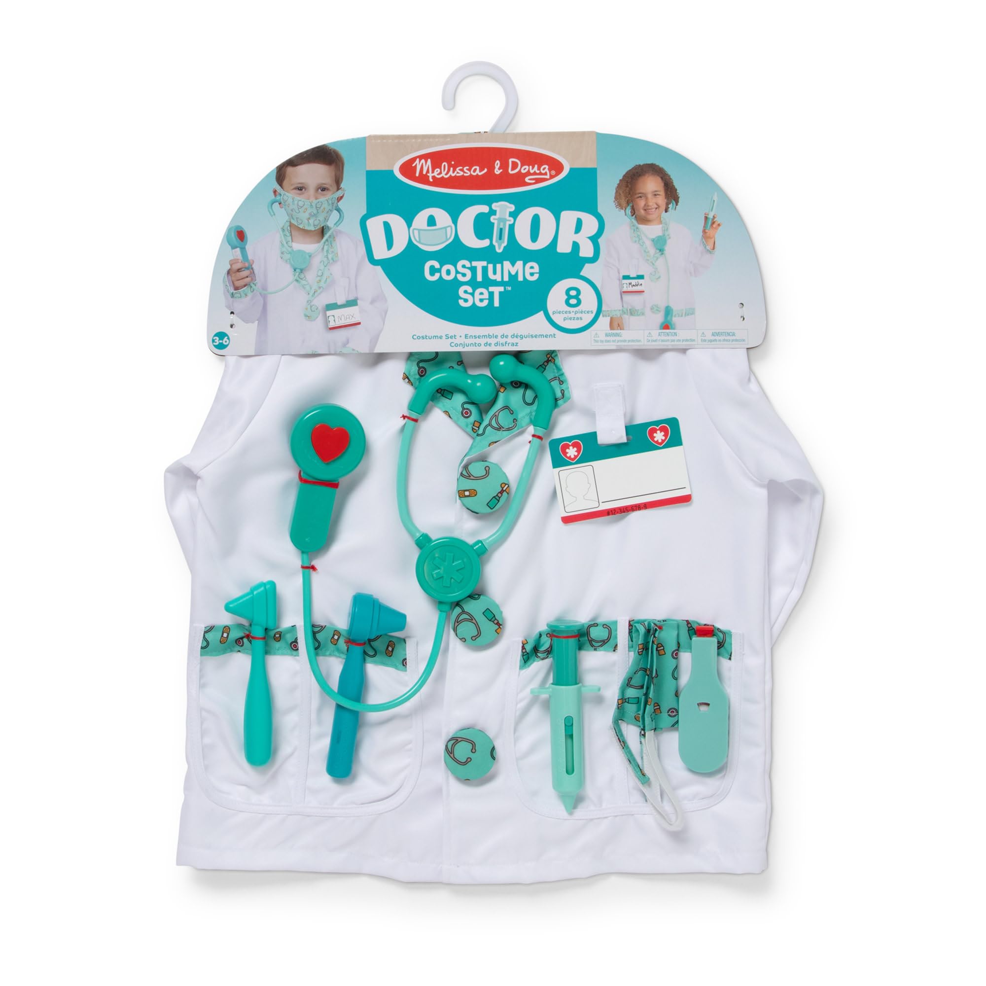 Melissa & Doug Costume da Dottore per Bambini - Camice Medico con Accessori Giocattolo, Costume Unisex, Gioco di Imitazione, Costumi di Halloween o Carnevale, Regalo per Bambini e Bambine, 3+ Anni