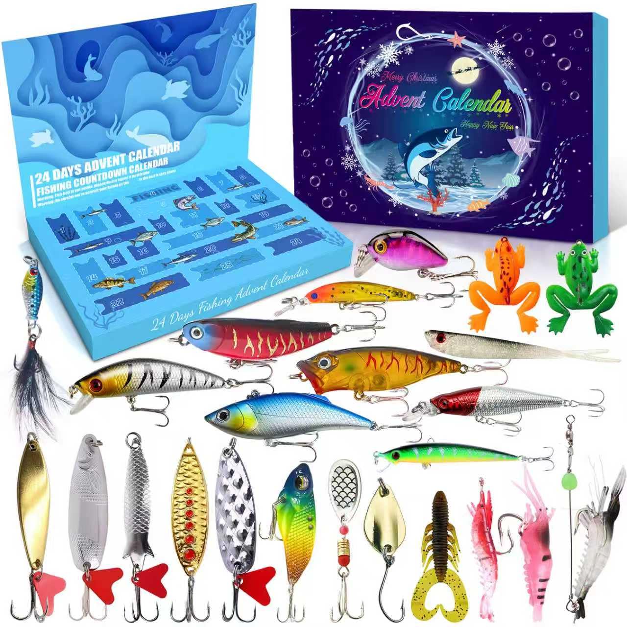 Fishing Advent Calendar 2025, 24 Days Countdown with Fishing Lures