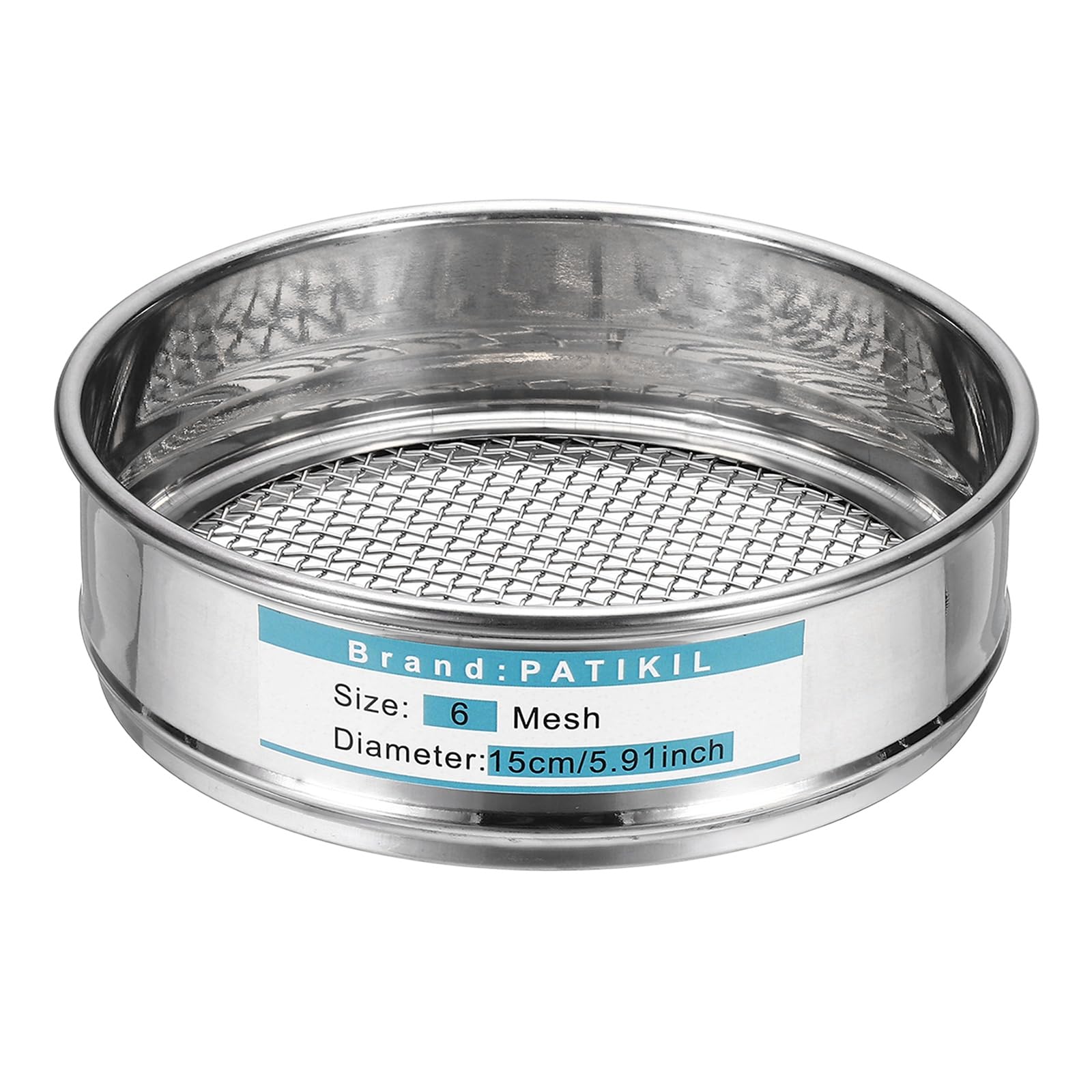 PATIKIL 6 Mailles (3.2mm) Tamis De Laboratoire Tamis À Mailles Fines | 304 Tissu Métallique En Acier Inoxydable, 5.9"(15cm) Diamètre, Écran De Tamisage