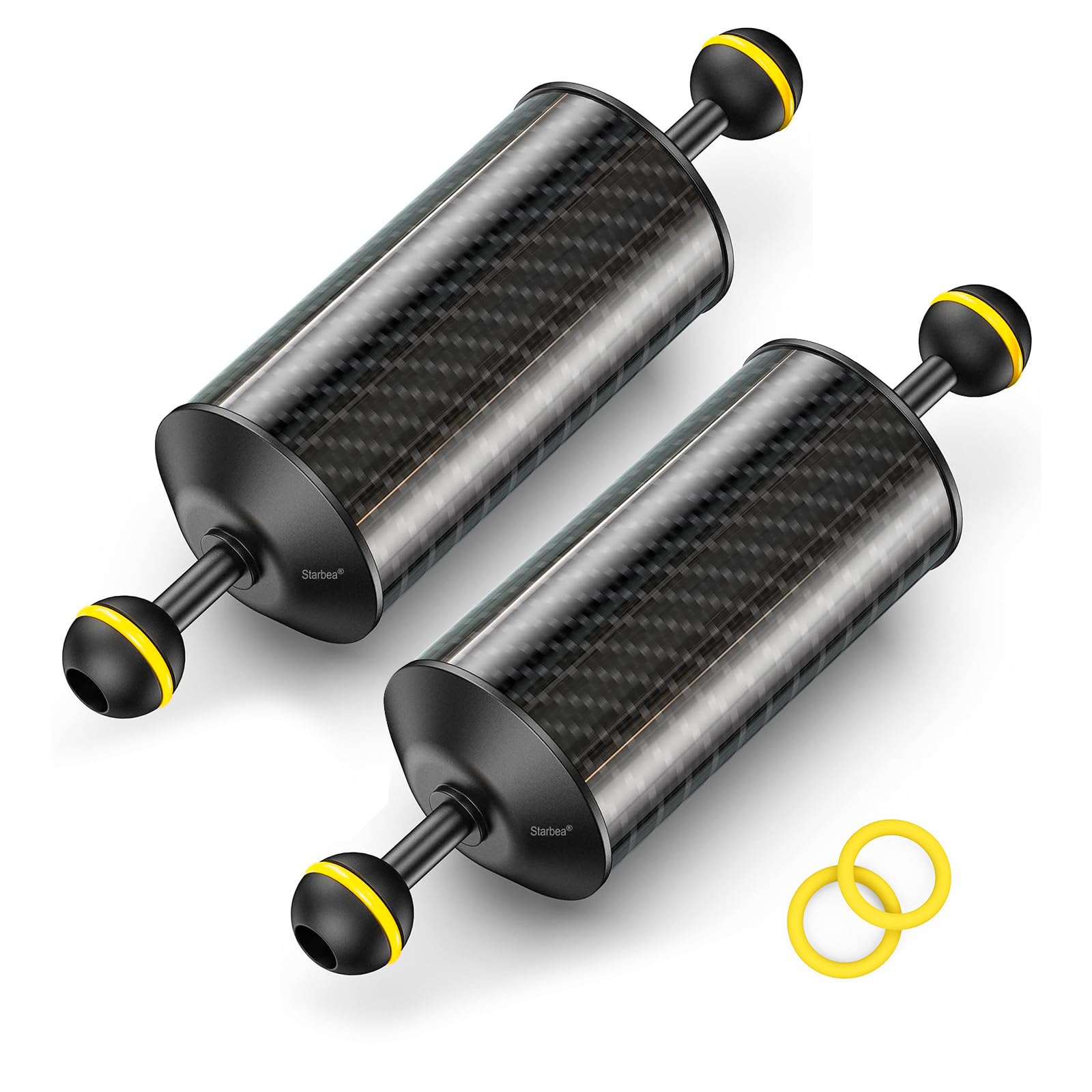 Seafrogs Brazo flotante subacuático de fibra de carbono, brazo de flotabilidad ligero de doble bola para bandeja de buceo, luz de video y estroboscópico, compatible con accesorios de fotografía y