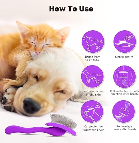 Miniatura 3 de Cepillo deslizante para perros para desprender y asear gatos de pelo medio o largo, cepillo extra largo y suave para eliminar el cabello suelto,