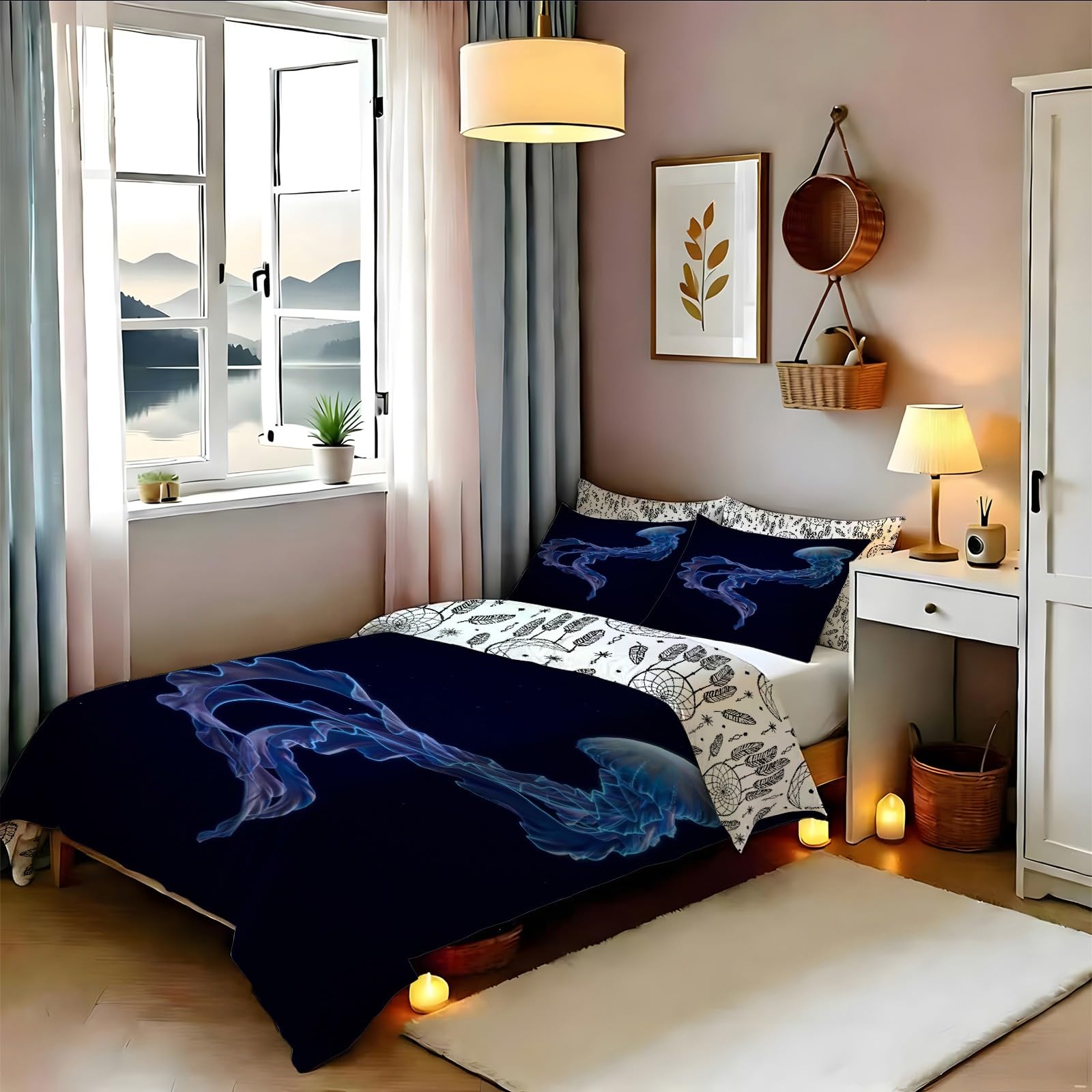 Housse de couette de qualité supérieure MéDuse Bedding 200x200 cm confortable fini soigné noir