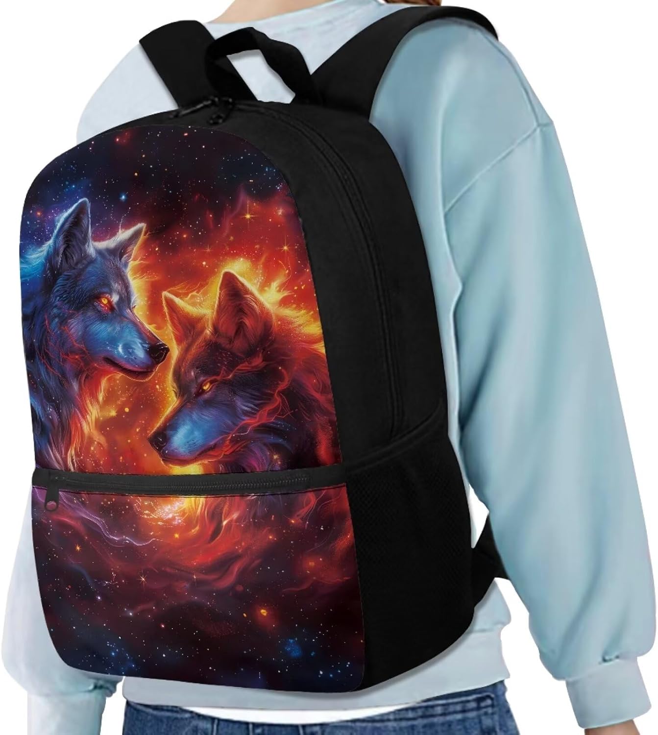 Wolf School Bag for Middle School Backpack Purse for Kids Boy School Bookbag Rucksack Elementary Kindergarten Child Bagpack Satchel for Travel Hiking Camping Back to School Supplies
