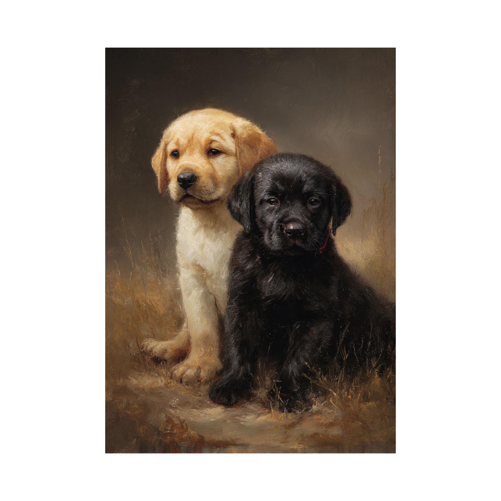 TERUEA Funny Bathroom Canvas Wall Art Puppies Vintage Colourful Canvas Street Wall Art Print Artwork(Brown)-40x60cm Unframed