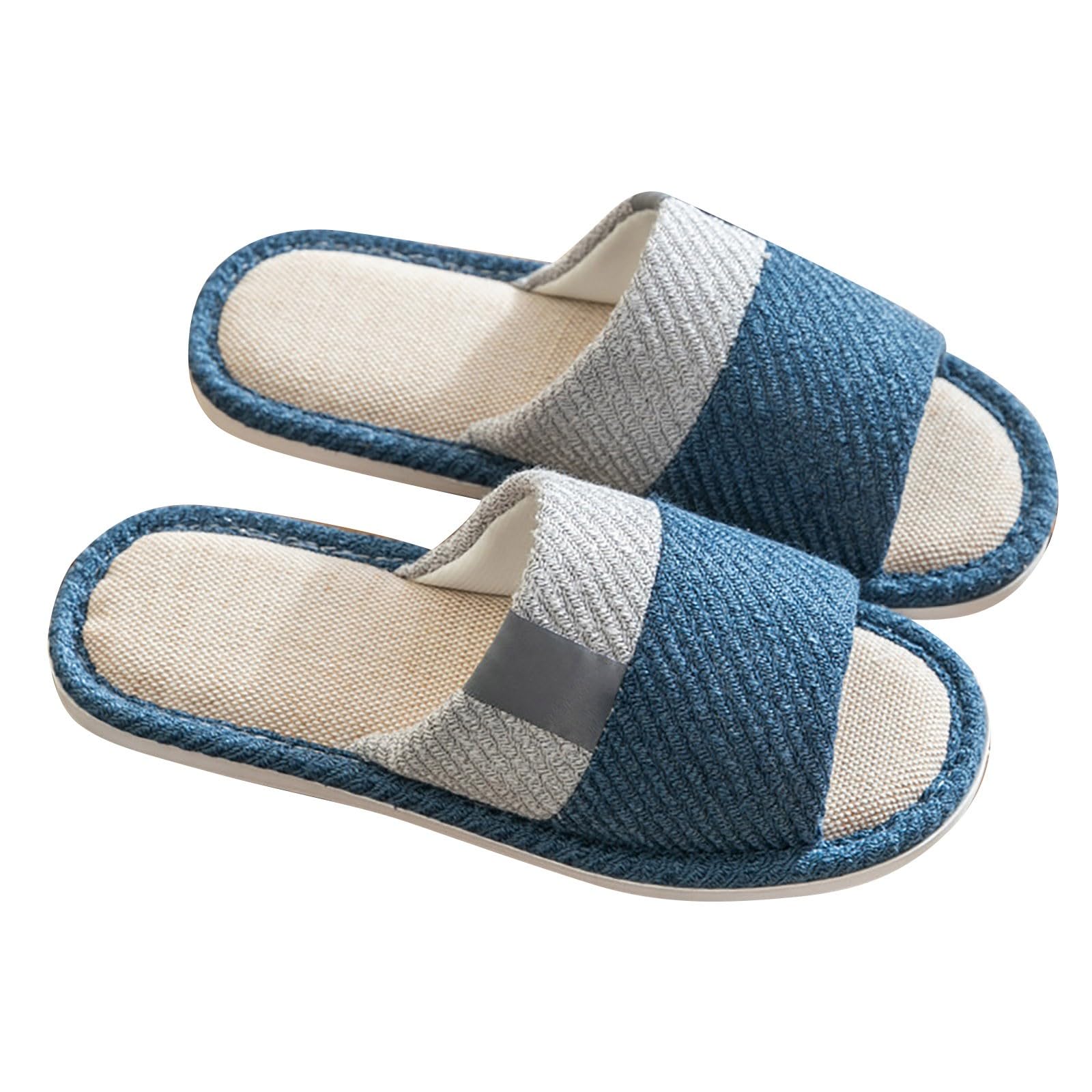 outdoor slippers for women Open Toe Slippers Women Summers Cute Slip on Home Indoor Footwear Casual Non-Slip Bathroom Shoes Comfort Warm Wide Fit House Sliders Autumn Winter Gifts Dark Blue 8
