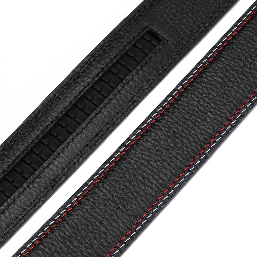 Cintura, Affari Maschi in Vita Cintura Nera di Alta qualità in Pelle di Mucca in Metallo Fibbia a cricchetto a cricchetto Formale Cinture da Uomo Formale (Belt Length : 115, Color : Nero)