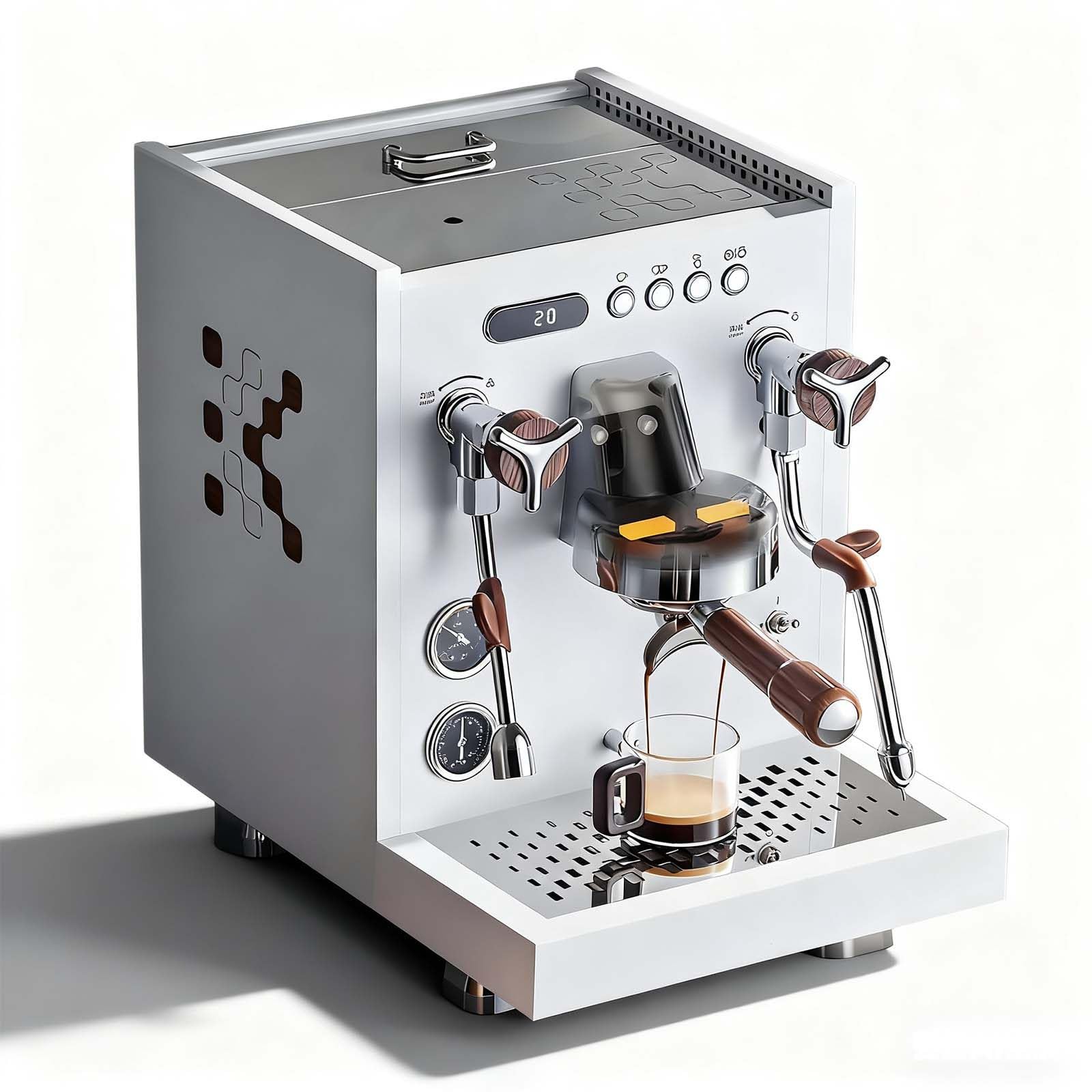 Ensemble Mousseur à Lait Et Chauffe-Lait éLectrique. Machine à Café Avec Buse Vapeur Professionnelle, Porte-Filtre Commercial De 58 Mm, éCran Led, RéServoir De 1,6 L, IdéAle Pour La PréParation