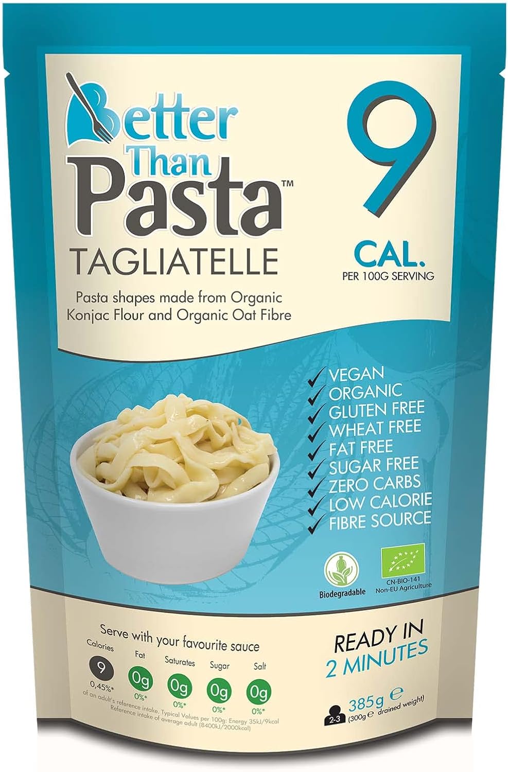 Better Than Pasta Tagliatelle Zero Carbohydrate 385 Grams Made from