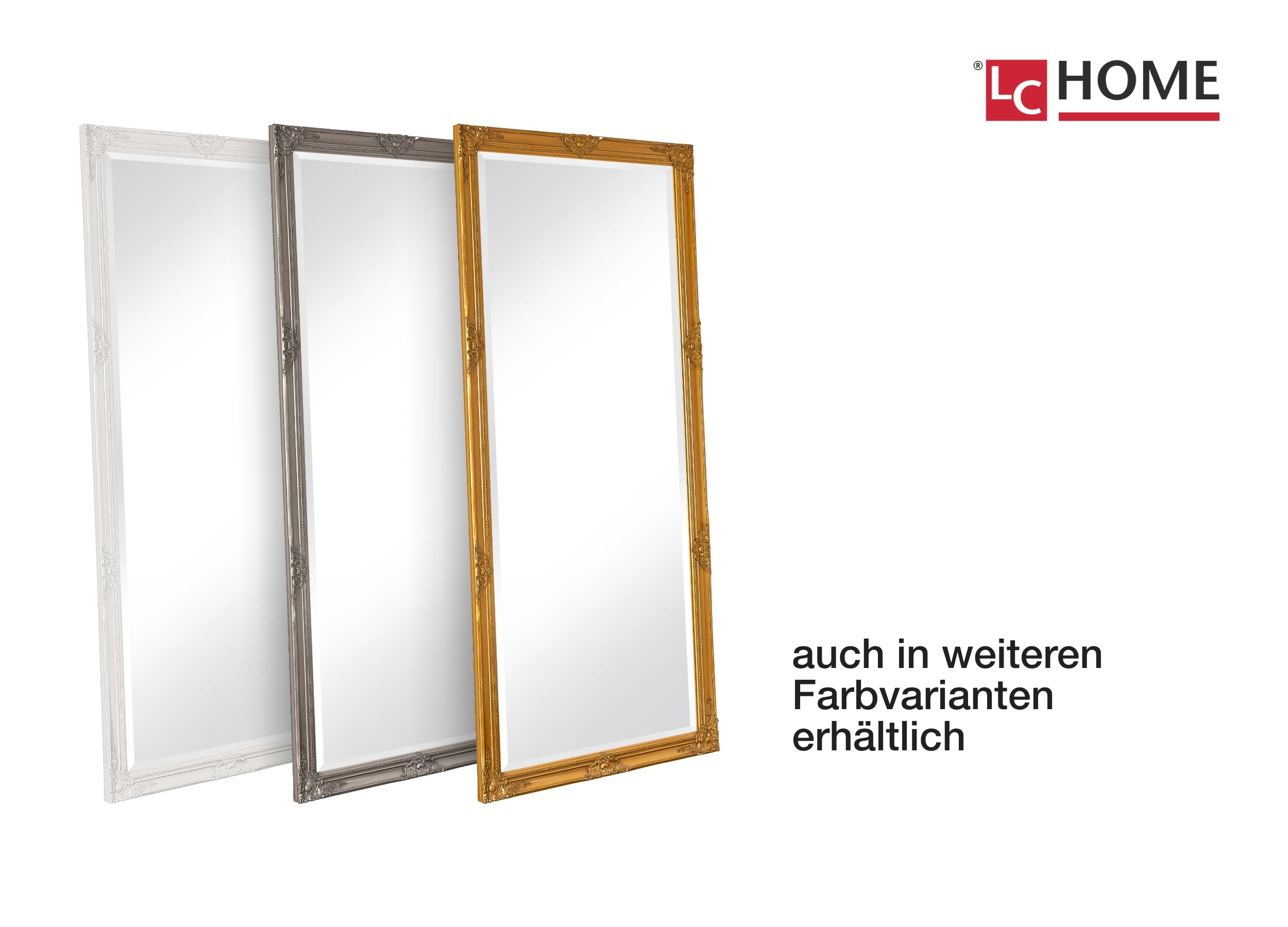 LC Home Wandspiegel Barock Gold ca. 180 x 80 cm Antik-Stil m. Facettenschliff XL Ganzkörperspiegel, Gaderobespiegel, Flurspiegel, Spiegel klassisch