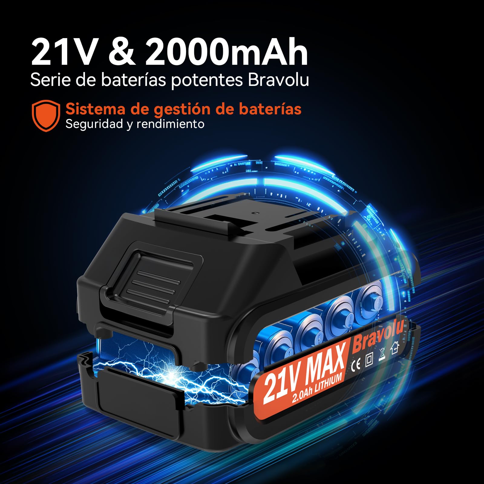 Hidrolimpiadora a Batería, Bravolu MAX 500 PSI Hidrolimpiadora de Alta Presión Portátil con Boquilla Multifunción 6 en 1 Negro