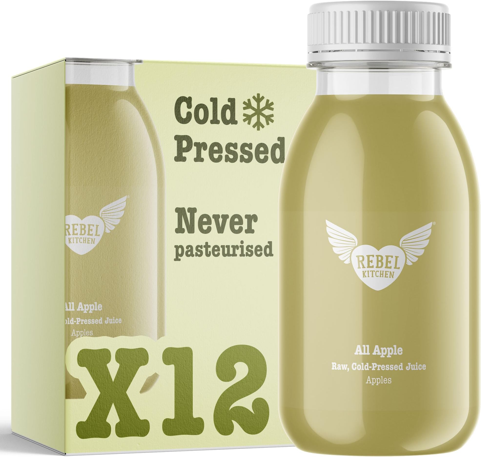 Rebel KitchenAll Apple Raw, Cold-Pressed Juice | Fresh Apples, Antioxidant-Rich, No Added Sugar, 100% Natural Ingredients | Vegan, Dairy-Free, Gluten-Free | Made in UK | 12 x 250ML