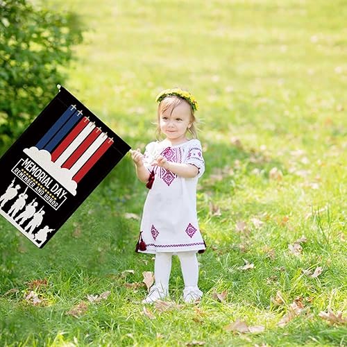 Miniatura 6 de EVRIO Bandera de jardín del Día de los Caídos Recordar y Honorar, bandera patriótica de libertad vertical de doble cara rústica de arpillera para