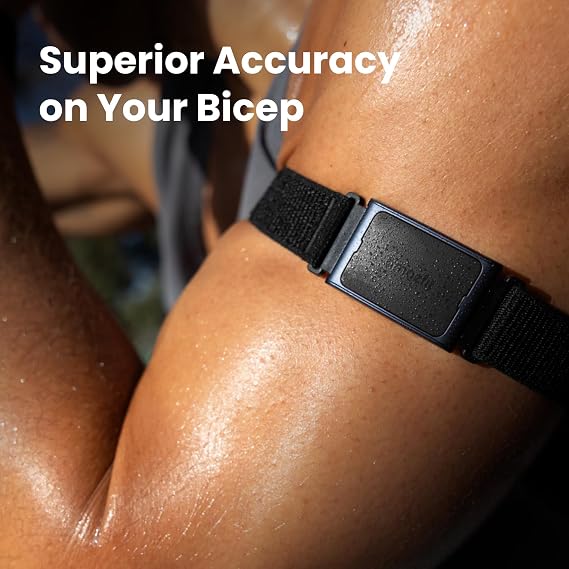 Amazfit Nylon Armband for Helio Strap, Official Breathable Armband for Accurate Measurement on Bicep, Easy Adjustable and Lightweight Replacement Strap, Quick-Dry, Black