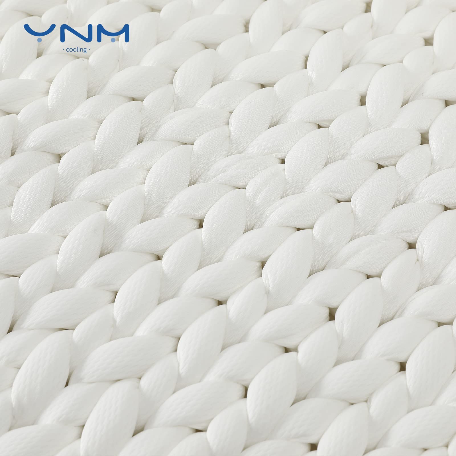 YNM Coperta ponderata rinfrescante lavorata a maglia, fatta a mano, per dormire o decorare la casa (bianco, 203 x 210 cm, 11,3 kg)