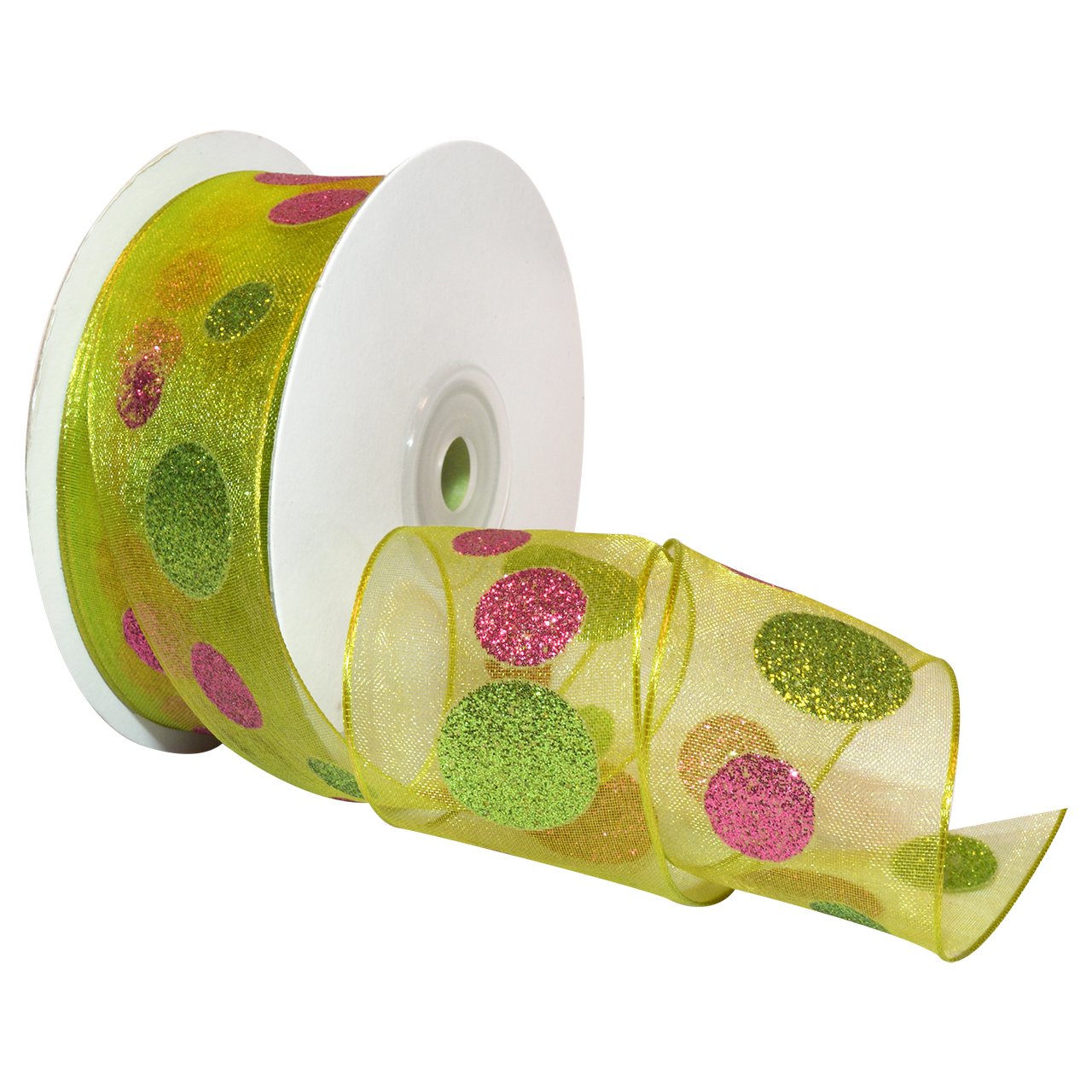 Ruban de taffetas polyester vert citron Morex Ribbon 7518.38/25
