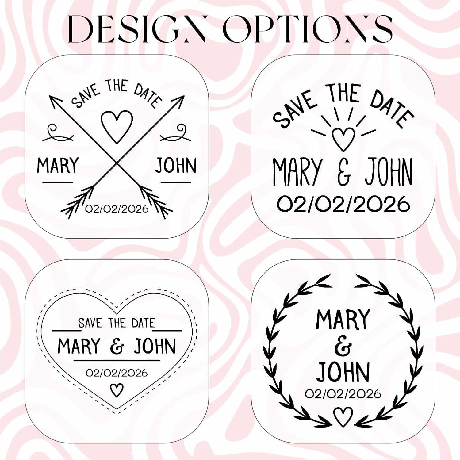 Set of 2 Custom Couples Wedding Wine Glasses – Engraved Name, Date, 4 Design Options, Bride & Groom, Anniversary, Engagement, Gift Set with Wooden Keepsake Box, Bottle Stopper & Corkscrew Opener