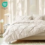 JOLLYVOGUE Ensemble complet de confort 7 Pièces, Lit Pintuck Beige dans un sac Kits de confort pour toute la saison, Ensembles de lit en plinthe de Pinch avec consolateur, Feuille plate, Draps ajustés, Oreillers & PillowShams