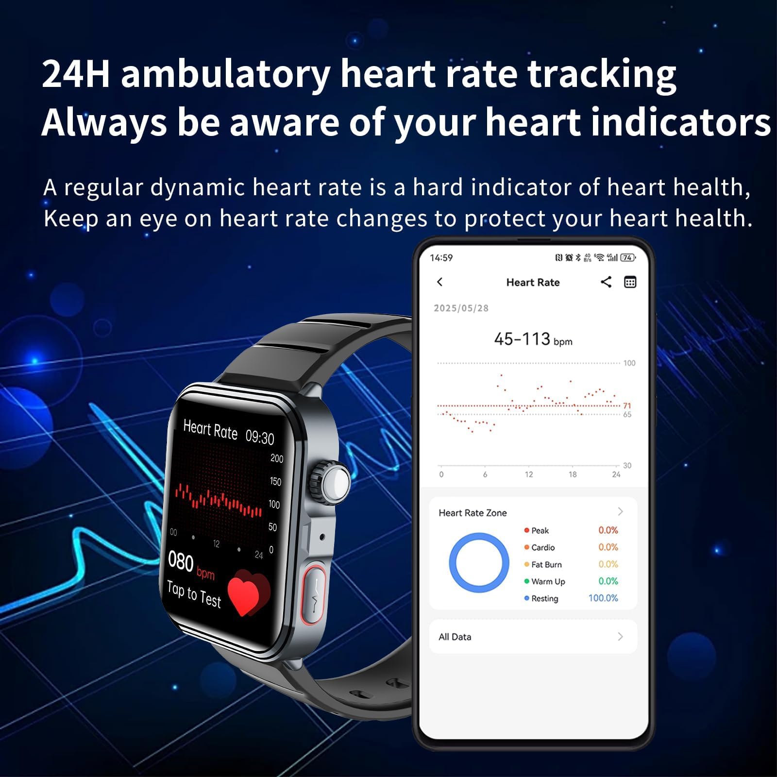 Orologio intelligente per uomini e donne anziani con rilevamento di caduta e allarme di caduta per telefoni Android iOS Bluetooth Risposta/composizione chiamate frequenza cardiaca monitoraggio del