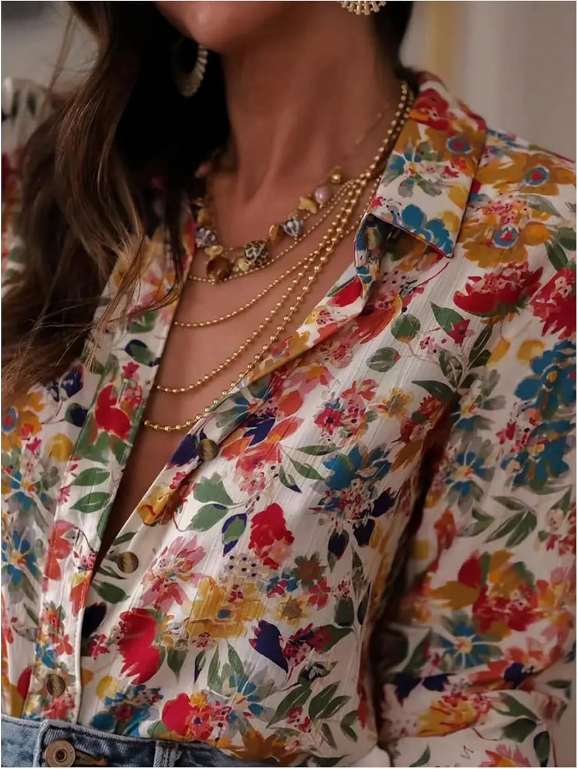 SHENHE Women's Plus Size Floral Button Down Shirt Long Sleeve Dressy Going Out Fall Blouse Top - Image 4