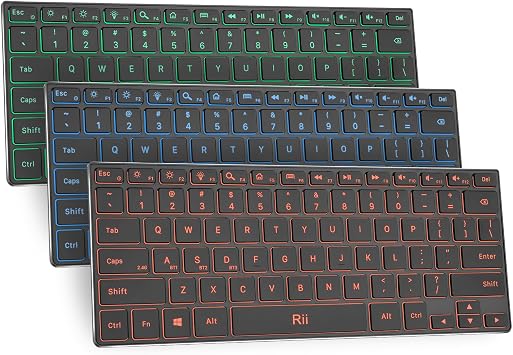 Rii Wireless Keyboard,Bluetooth Keyboard2.4G+BT5.0,RGB Backlit,Rechargeable with Aluminum Alloy Case for Tablet,Surface,PC,Laptop with Windows X9-Windows