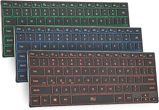 Rii Wireless Keyboard,Bluetooth Keyboard(2.4G+BT5.0),RGB Backlit,Rechargeable with Aluminum Alloy Case for Tablet,Surface,PC,Laptop with Windows (X9-Windows)