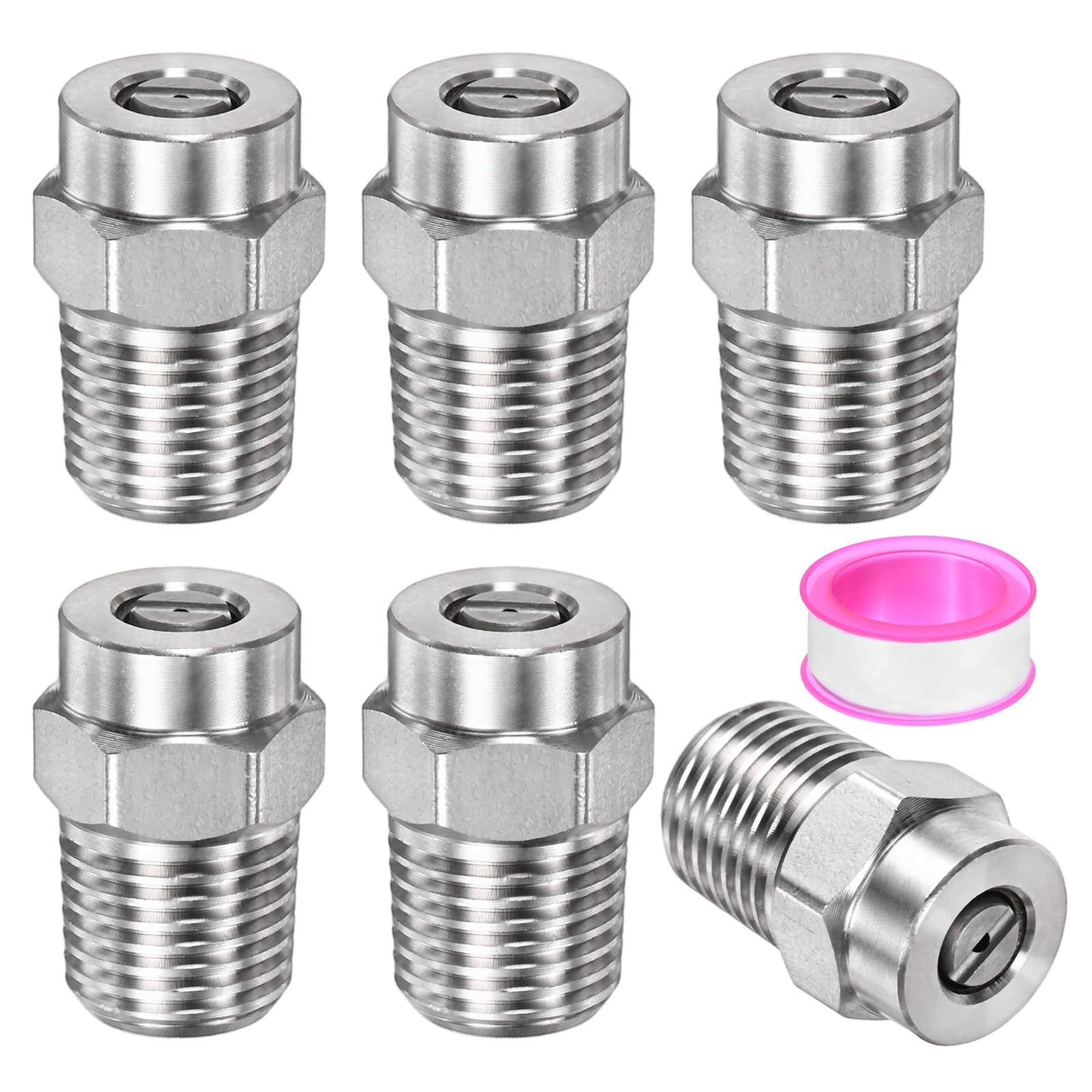 TIXIPEM 1/4IN Male NPT 15 Degree Surface Cleaner Tips [6PCS] - Pressure Washer Nozzle Cleaner Nozzle Replacement Use for Water Gun & Water Broom - [Stainless Steel-1.156MM Orifice] — image 1