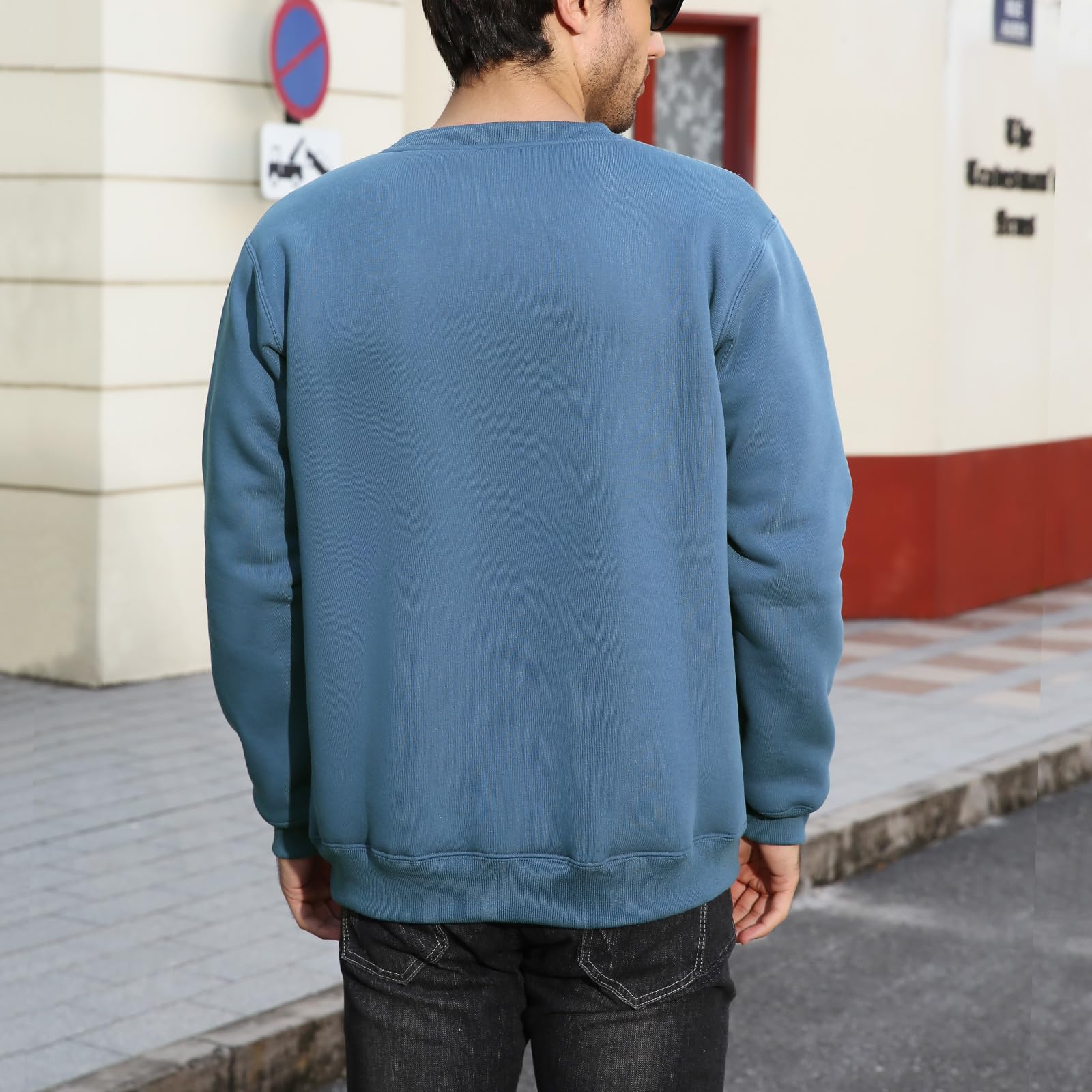 Svanco Felpa in Pile Invernale Uomo Felpa Termica Senza Cappuccio Maglia Collo Rotondo Pesante Pullover Caldo da Lavoro Casual