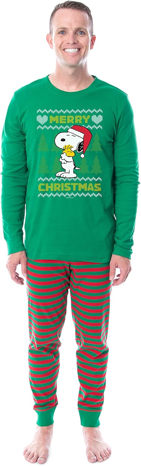 INTIMO Peanuts Christmas Ugly Sweater Tight Fit Cotton Matching Family Pajama Set - Image 3
