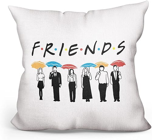 Funda de almohada de lino con citas de mercancía temática de amigos, 18 x 18 pulgadas, color marrón