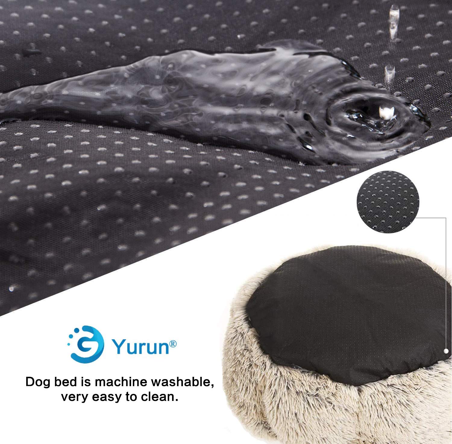 Haustierbett, Hundebett Weich waschbar Donut Kissen Hund Hundebett Donut Premium Katzenbett in Doughnut-Form für Katzen und kleine bis mittelgroße Hunde - Hellbraun 70x70x20cm