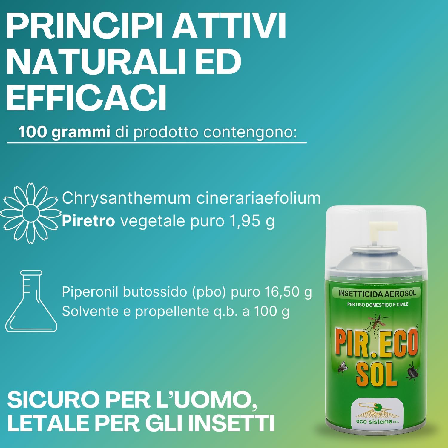 Virsus 6 Bombolette Insetticida a Base di Piretro da 250 ml per Mosche zanzare e Insetti Volanti Insetti striscianti Uso Domestico, Piretro Naturale sinergizzato con Piperonil Butossido