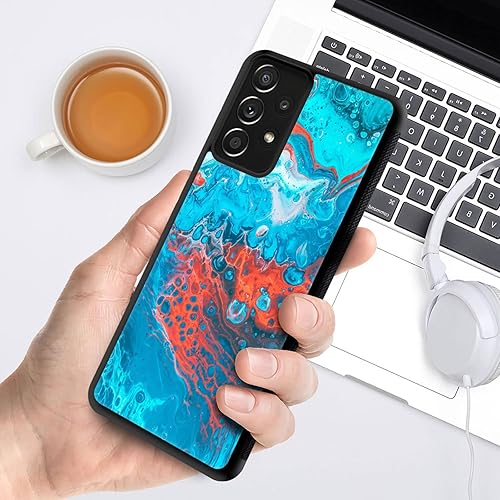 Miniatura 6 de CARLOCA Funda compatible con Samsung Galaxy A53 5G, diseño gráfico de identidad de mármol azul y naranja, a prueba de golpes, antiarañazos, para