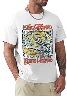 King Music Gizzard and Lizard and Wizard T Shirt Boy's Fashion Short Sleeve T-Shirts Summer Casual Tee White
