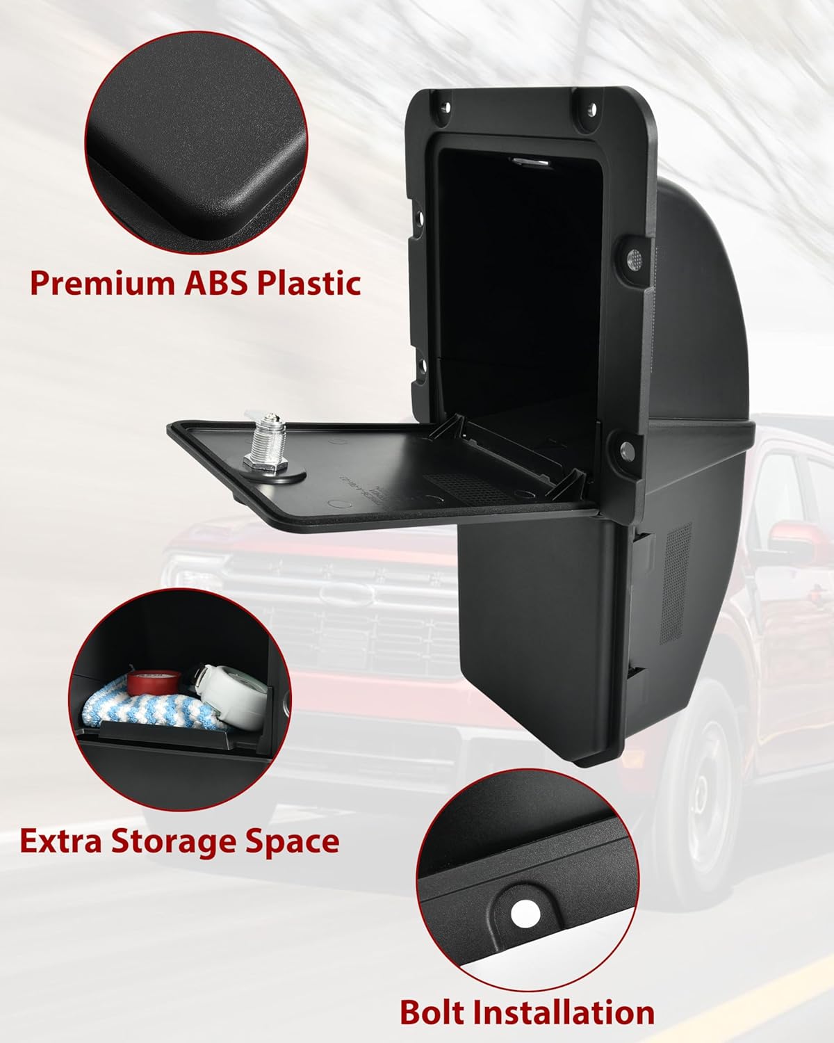 SAUTVS Bed Cargo Partition Storage Bin with Code Lock for Ford Maverick XL 2022-2025 Accessories, Rear Truck Side Organizer Storage Box with 3-Digit Security Lock, Password Protected