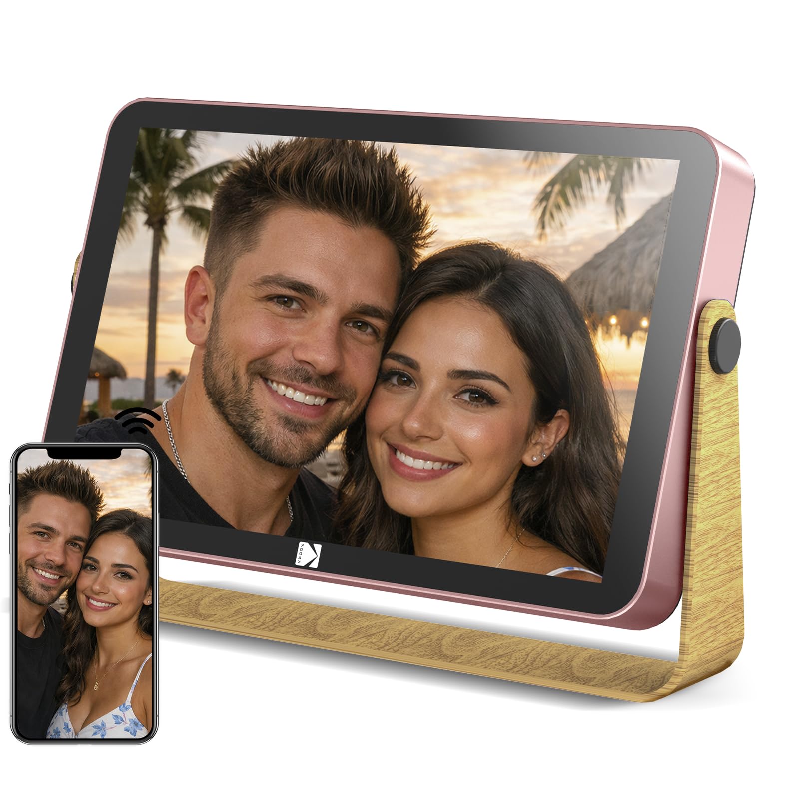 Digitale wifi-fotolijst, KODAK 10,1 inch elektronische fotolijst met 32 GB geheugen, deel direct videoclips en foto's via de app, automatisch draaien (hout Digitale wifi-fotolijst, KODAK 10,1 inch elektronische fotolijst met 32 GB geheugen, deel direct videoclips en foto's via de app, automatisch draaien (hout