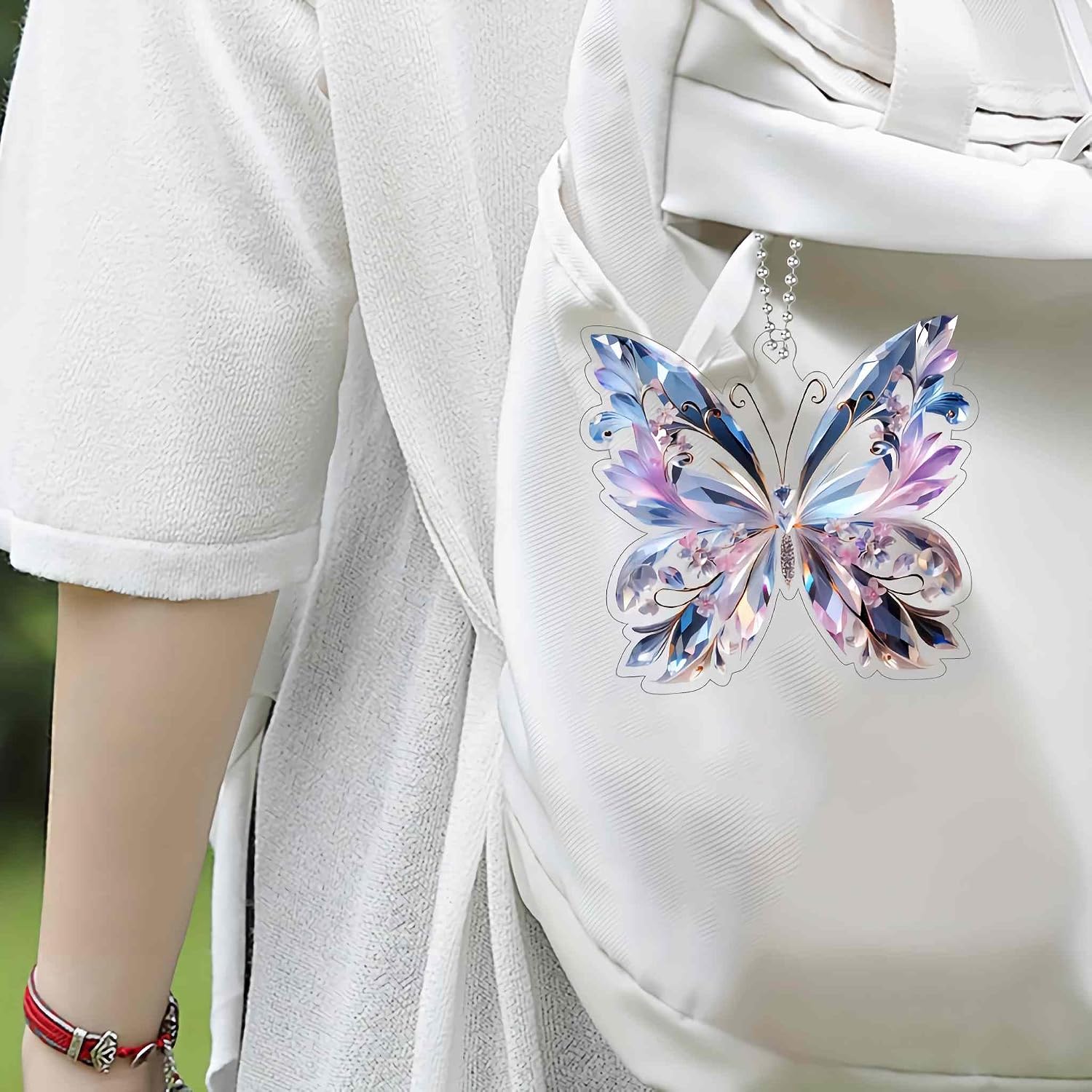 Crystal Butterfly car Accessories for Women, Butterfly car Rear View Mirror Charm Hanging Decoration Accessories Pendant, Cute Purple Aesthetic Decor Gifts Interior Ornament Truck Christmas for Men