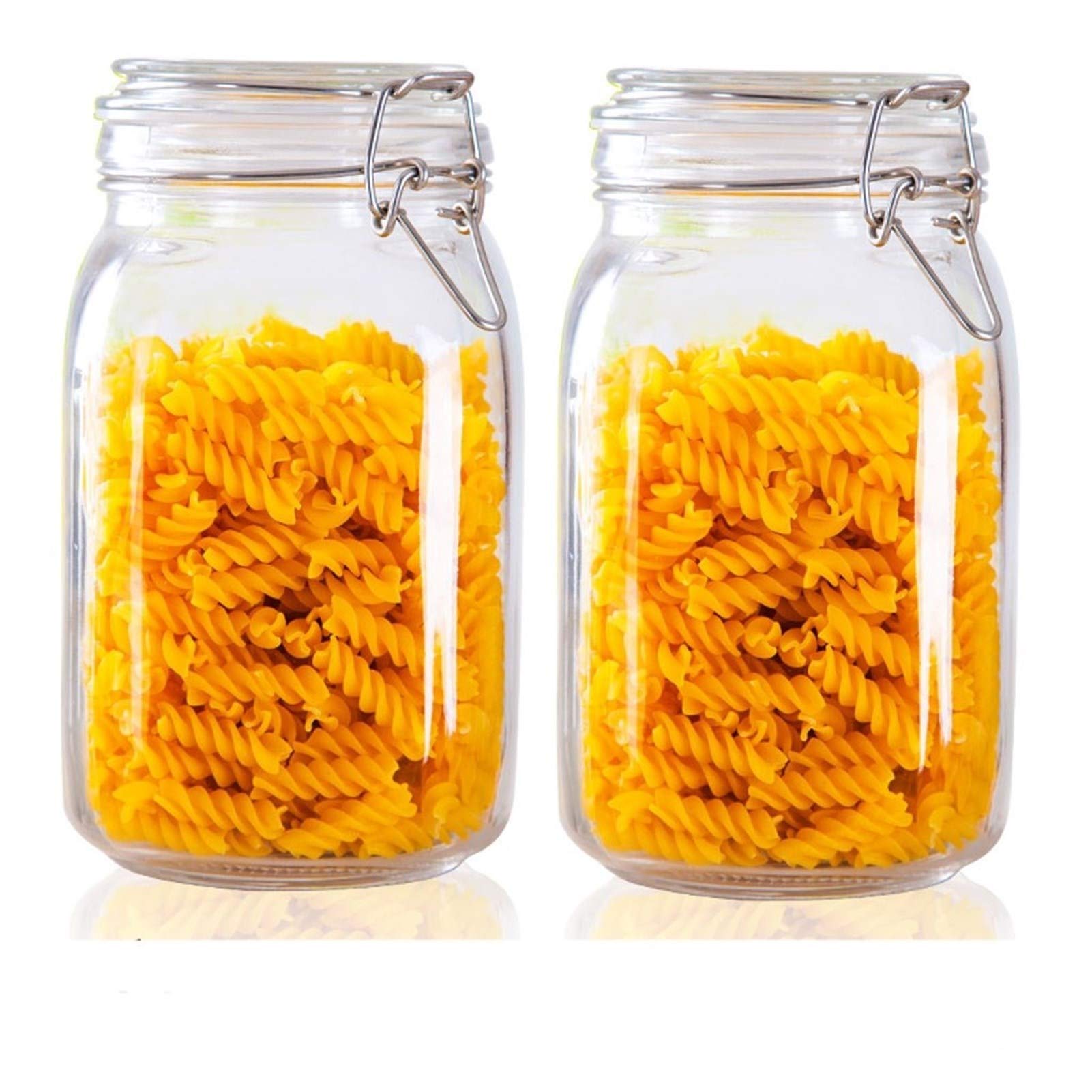 Botes para Alimentos Tarro 2 Piezas de Almacenamiento de Vidrio, con Tapa hermética, de Boca Ancha de Cocina envase de alimento, conservando Jam, Especias, café, azúcar Botes Herméticos