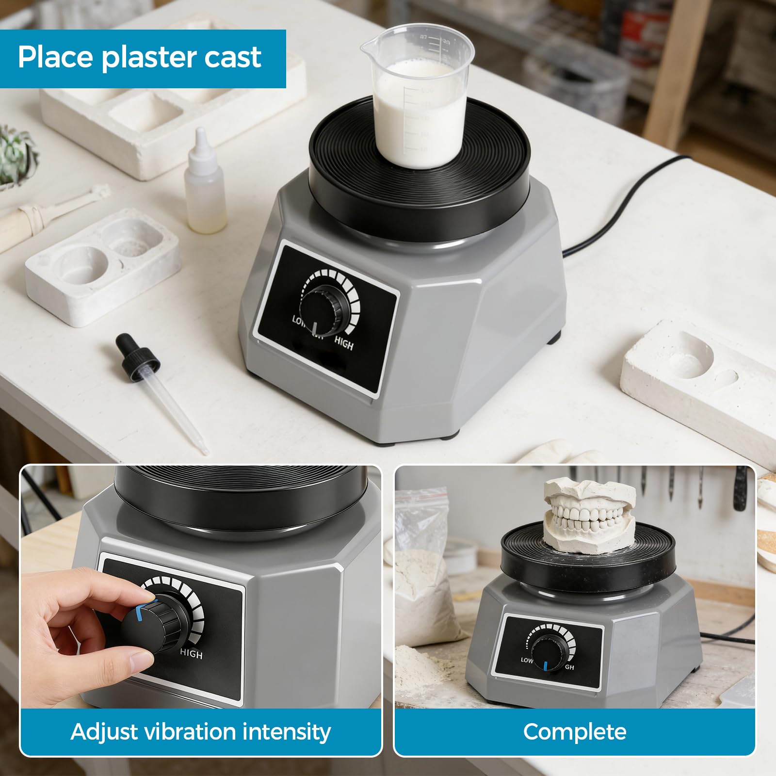Piastra Vibrante in Gesso, 220V 100W Dental Oscillatore, 4" Vibratore per Gesso, Velocità Regolabile per Gesso, Modelli di Fusione