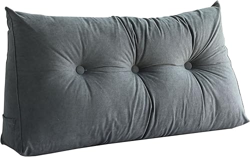Almohada de cuña para cabecera para dormir, almohadas de descanso de espalda con funda extraíble, almohada de lectura triangular para sentarse en la
