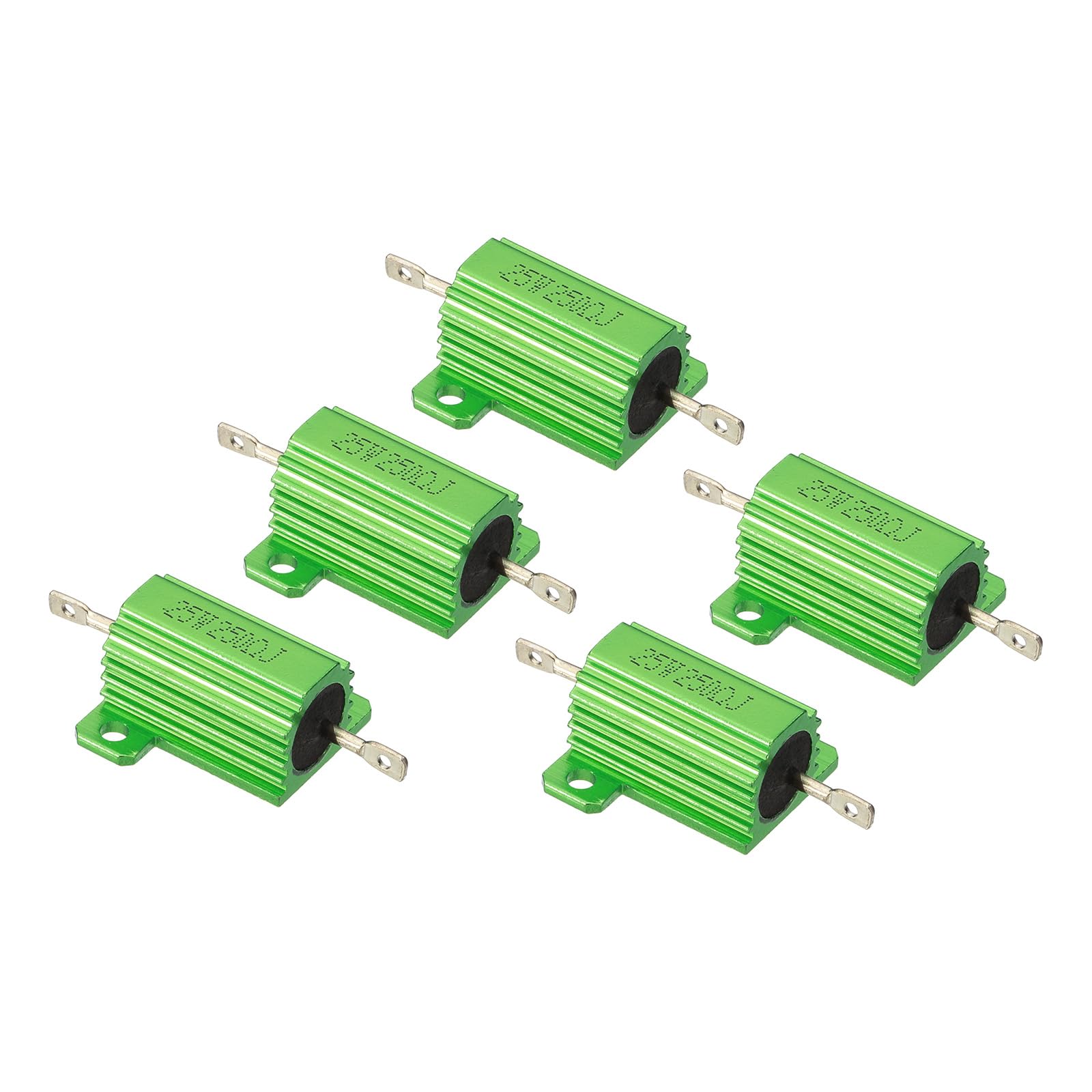 PATIKIL 25W 250 Ohm Aluminum Shell Resistor, 5 Pack Aluminum Housing Resistor Housed Case Wirewound Resistors Screw Tap Power Resistor 5% Tolerance,
