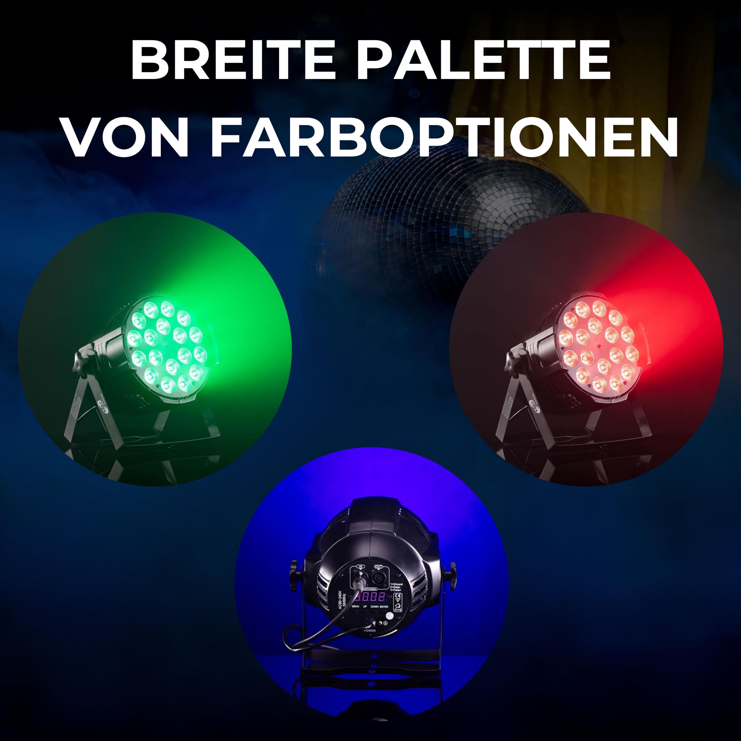 ETEC Professional LED PAR 64 18x12W RGBWA DMX 5in1 Scheinwerfer - RGB Strahler für Disco, Party, DJ Lichteffekte, Bühnenbeleuchtung und Effektlicht