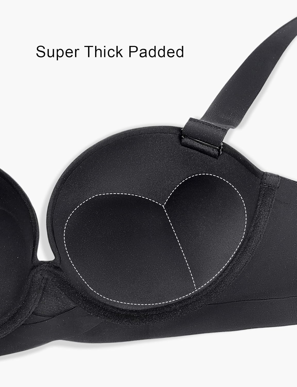 Padded Push Up Bras for Women T-Shirt Underwire Bra Support Add One Cup Black 38D - Image 6
