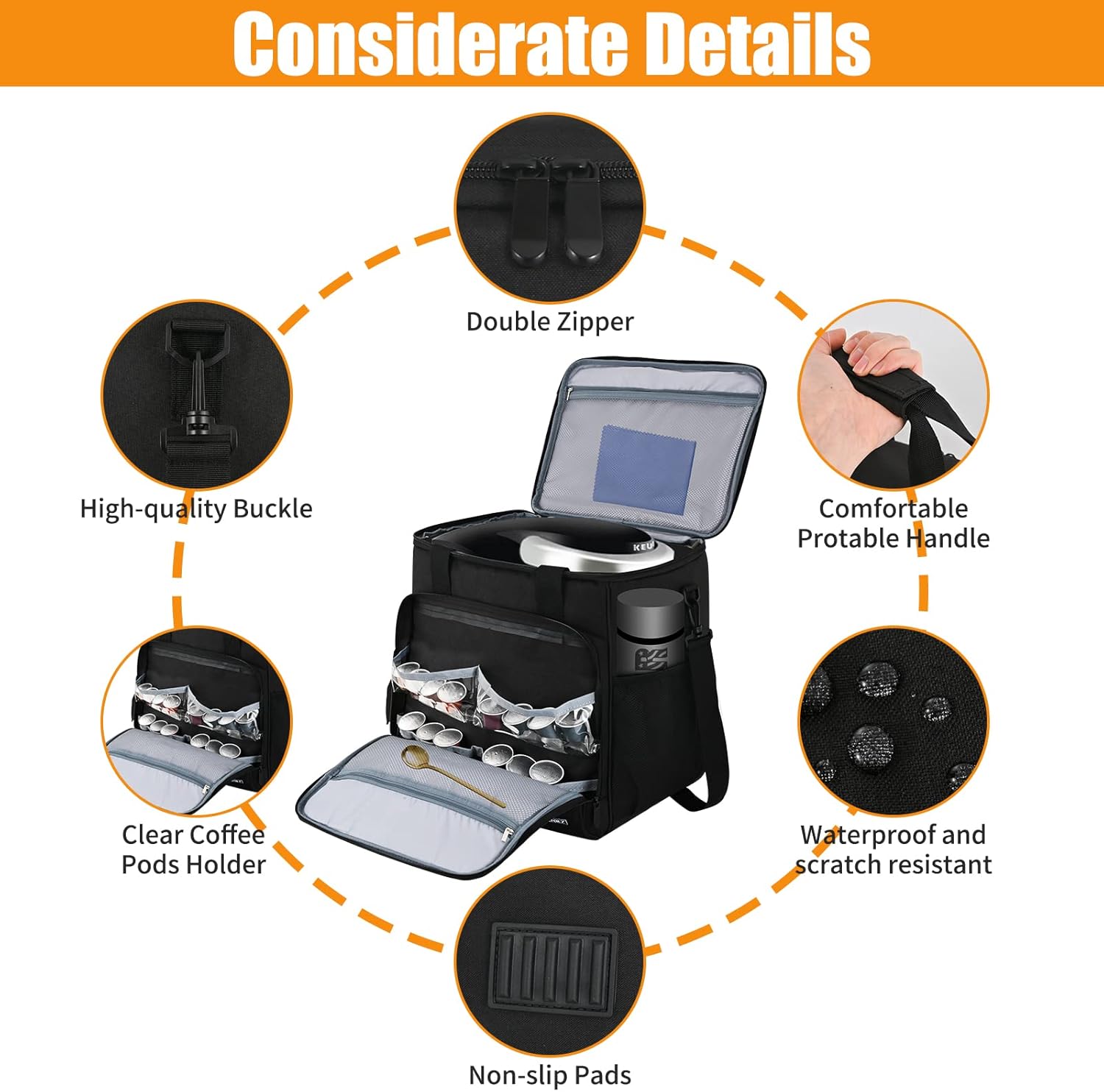 Travel Coffee Maker Carrying Bag Compatible with Keurig K-Mini or K-Mini Plus, Single Serve Coffee Maker Portable Storage Bag with Shoulder Strap(Patented Design)