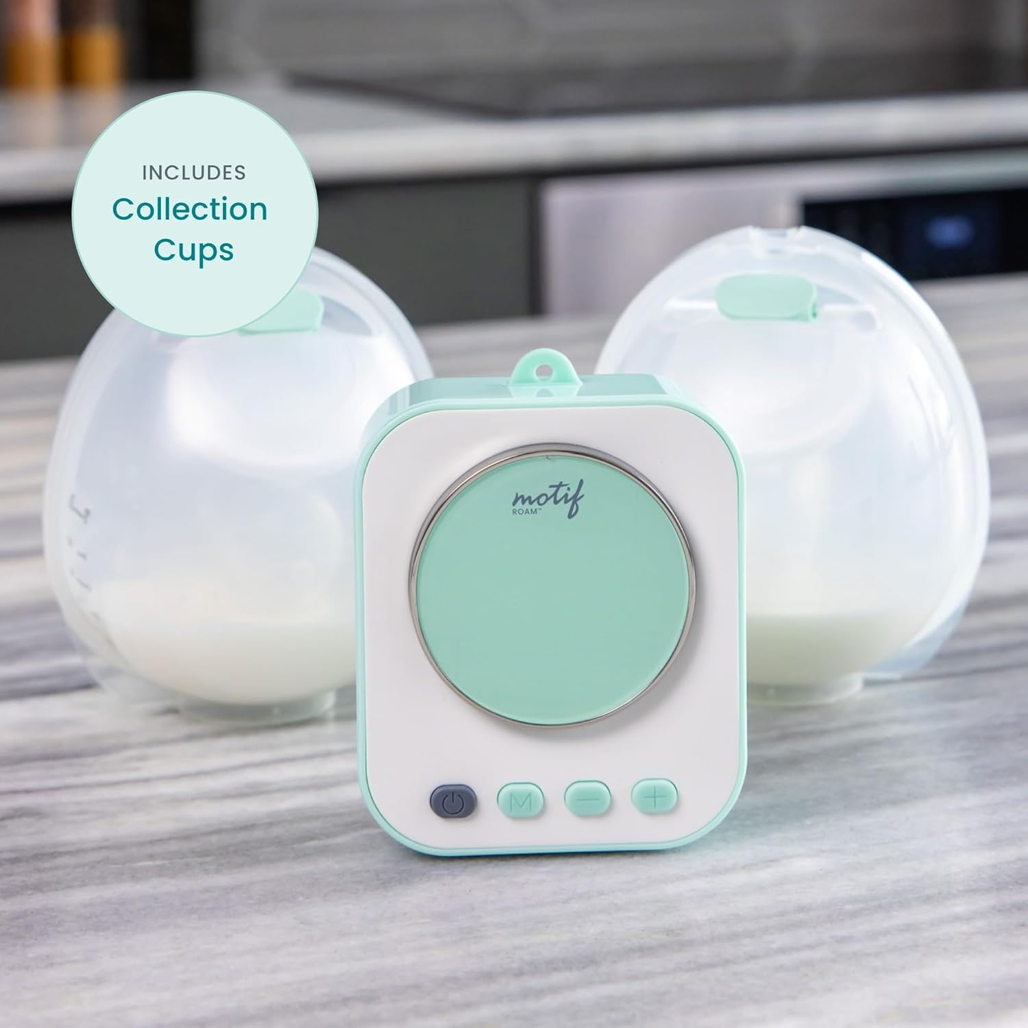 Motif Medical Roam Hands-Free Breast Pump for Breastfeeding - Portable Breast Pump w/Two Pump Modes, Digital Screen & 5 Flange Sizes - Rechargeable Breastfeeding Essentials Set