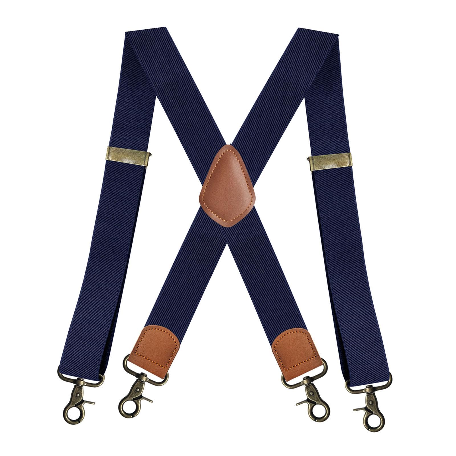 nivaa Suspenders for Men Heavy Duty Suspenders Adjustable Casual 3.5cm Wide Braces Navy-picture-43