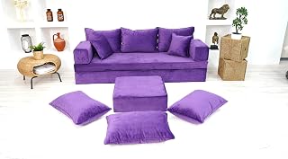 Samt lila Schnittsofa, Bodensofas, japanisches Sofa, Meditationskissen, böhmisches Schnittsofa, Stuhlkissen (Only Sofa, 8''+ 8'' Thickness Sofa)